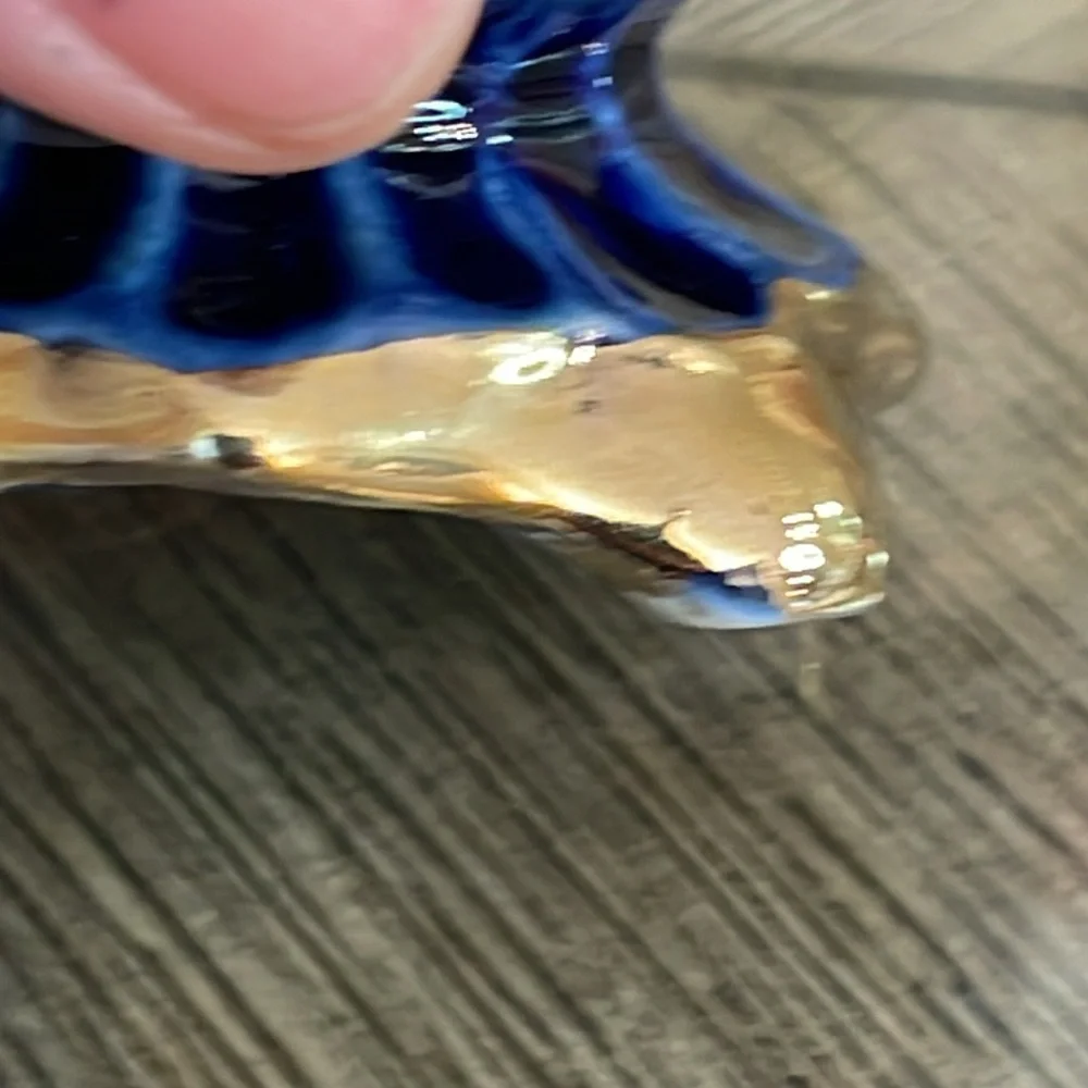 Vintage Cobalt Blue & Gold Footed Trinket Box